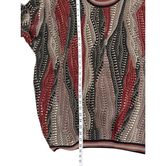 Avanzata Harry Rosen Mercerized Cotton Sweater Coogi 3D Knit Red Beige Men Size - Picture 6 of 6